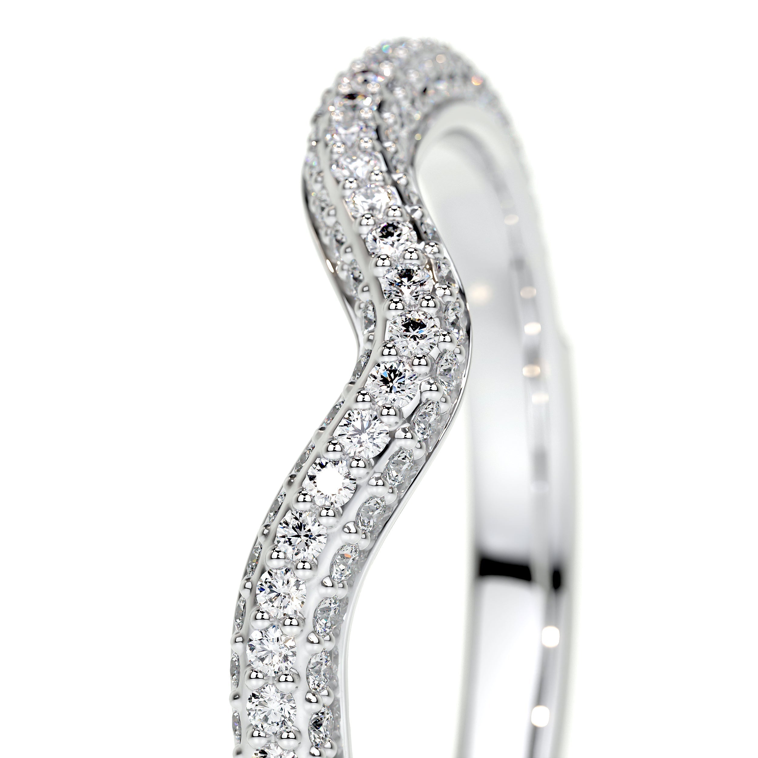 Anastasia Lab Grown Curved Wedding Ring (0.75 Carat) -14K White Gold (RTS)