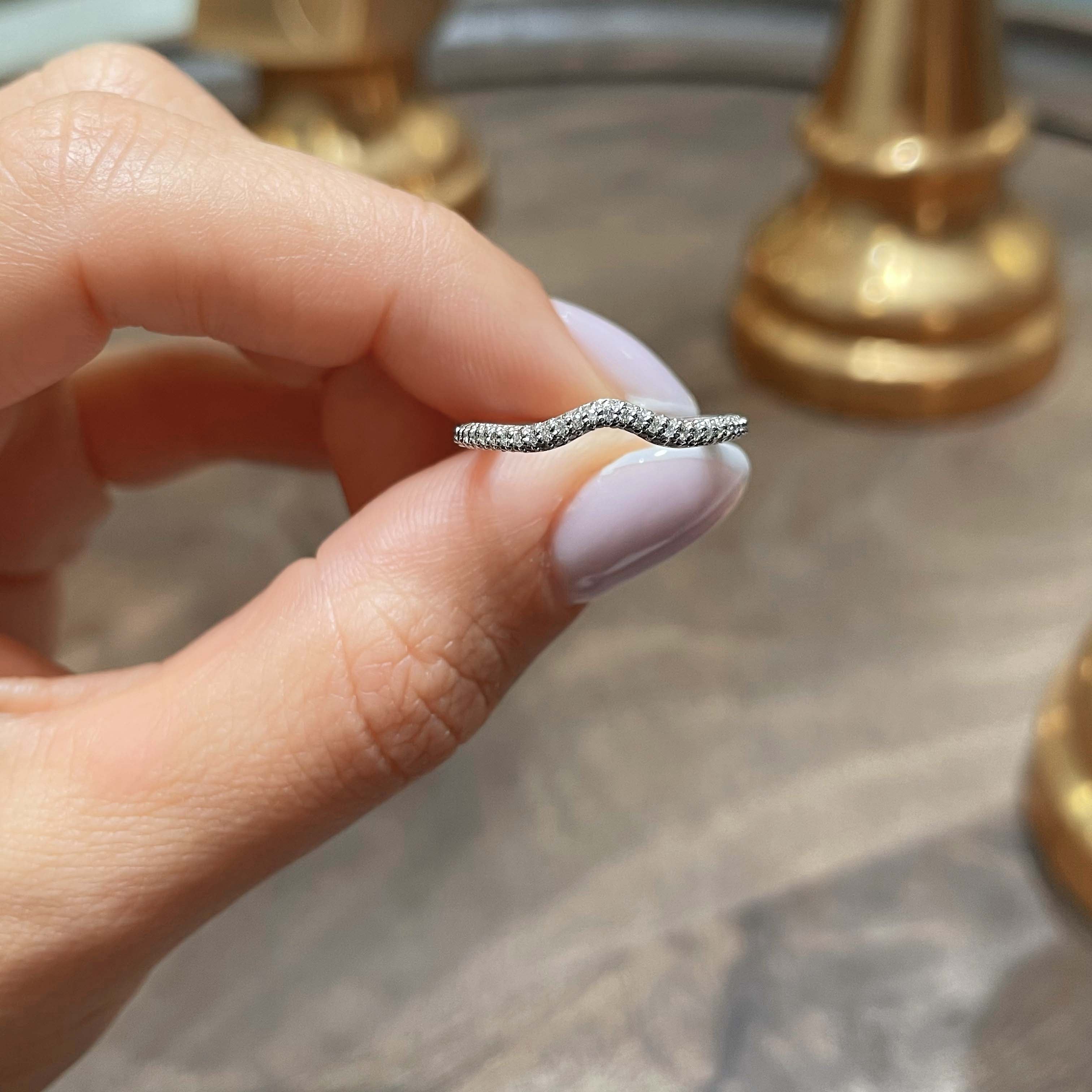 Anastasia Lab Grown Curved Wedding Ring (0.75 Carat) -14K White Gold (RTS)