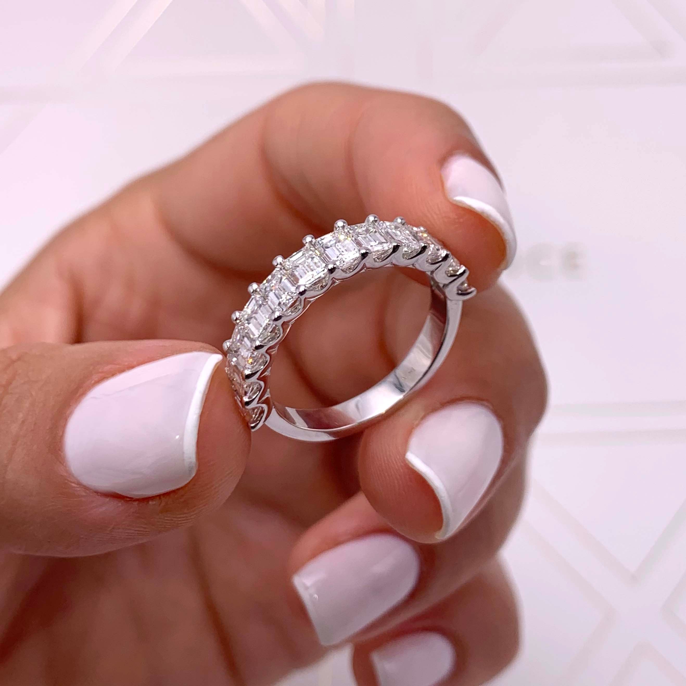 Gina Half Lab Grown Eternity Wedding Ring -14K White Gold (RTS)