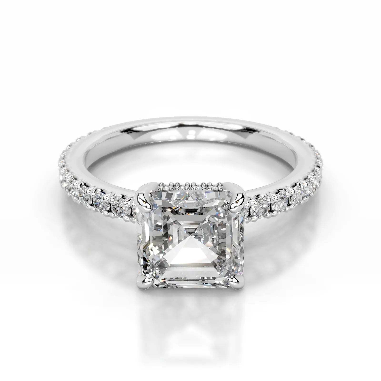 Luna Lab Grown Diamond Ring Asscher -14K White Gold