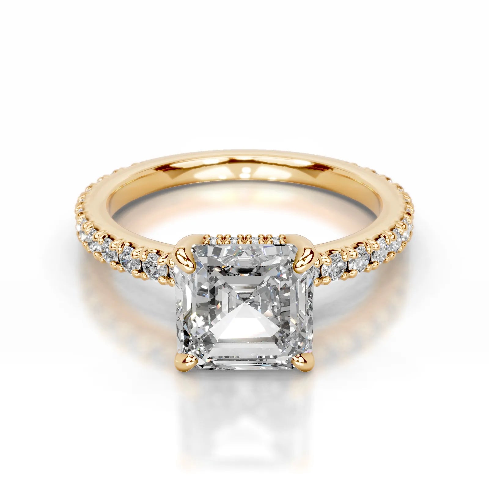Luna Lab Grown Diamond Ring Asscher -18K Yellow Gold
