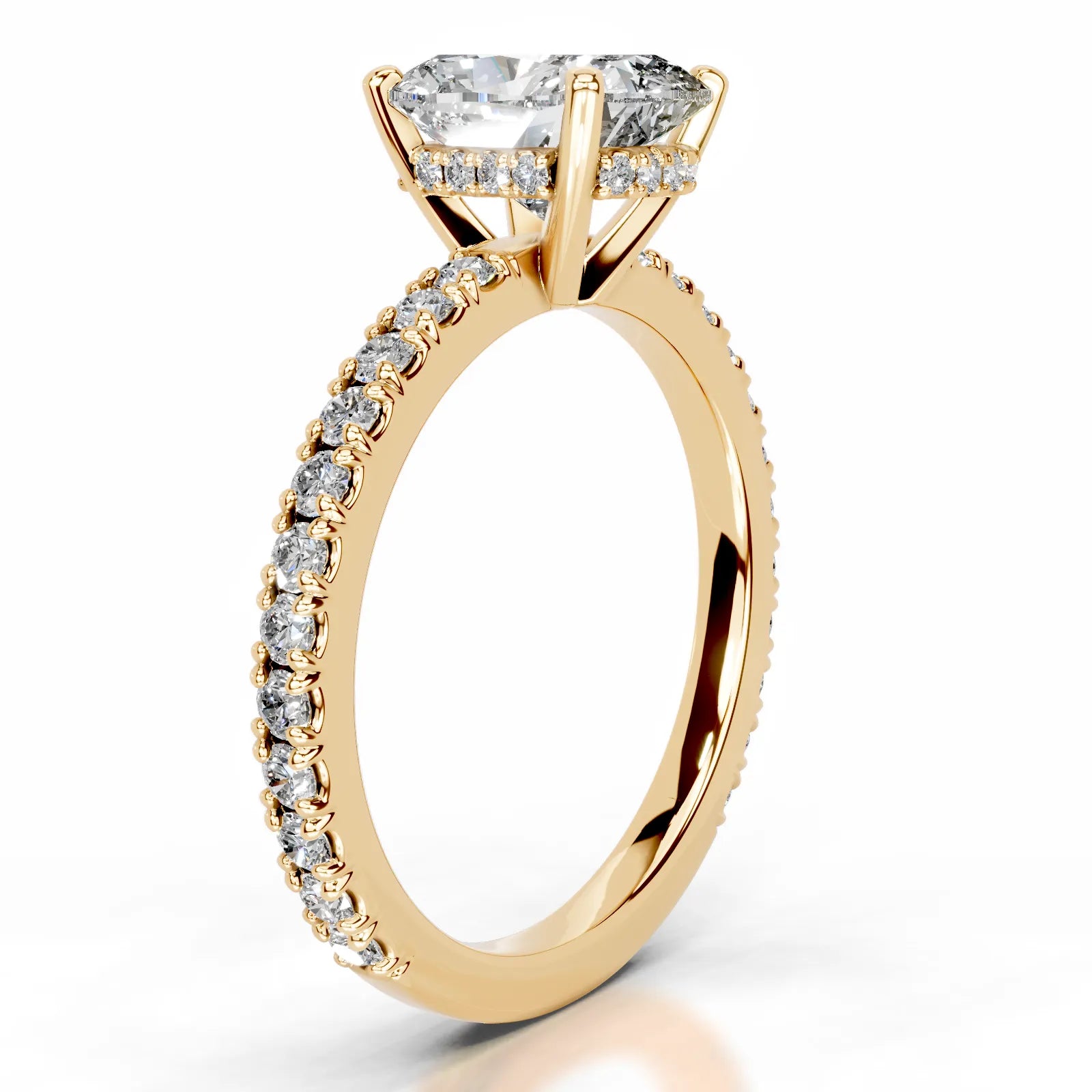 Luna Lab Grown Diamond Ring Elongated Cushion -18K Yellow Gold