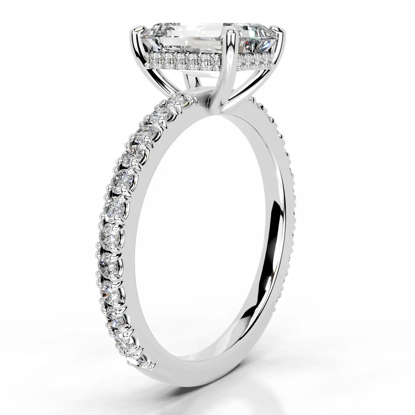 Luna Lab Grown Diamond Ring Emerald -14K White Gold