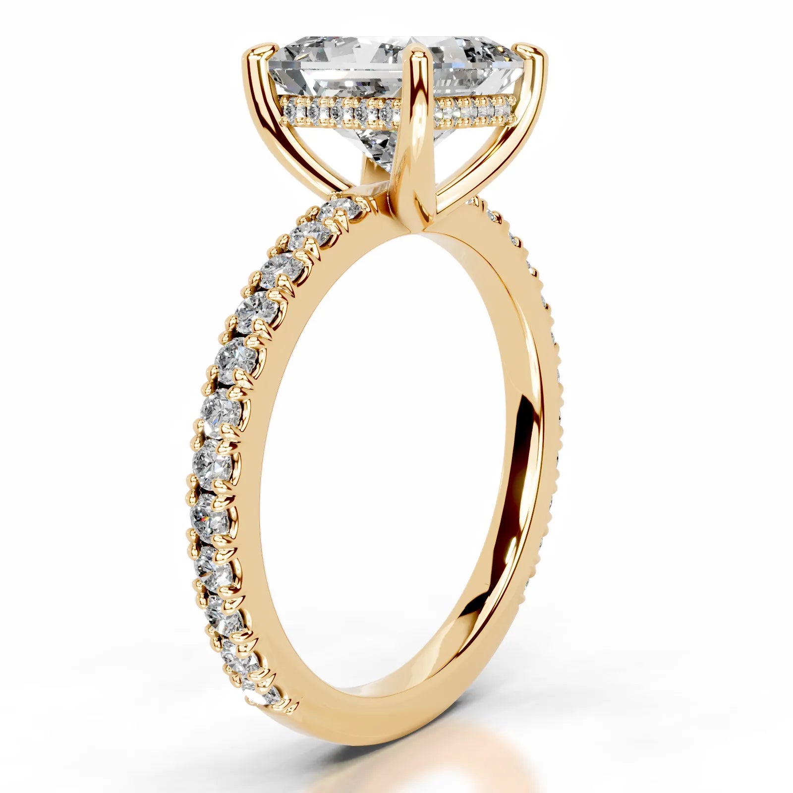 Luna Lab Grown Diamond Ring Princess -18K Yellow Gold