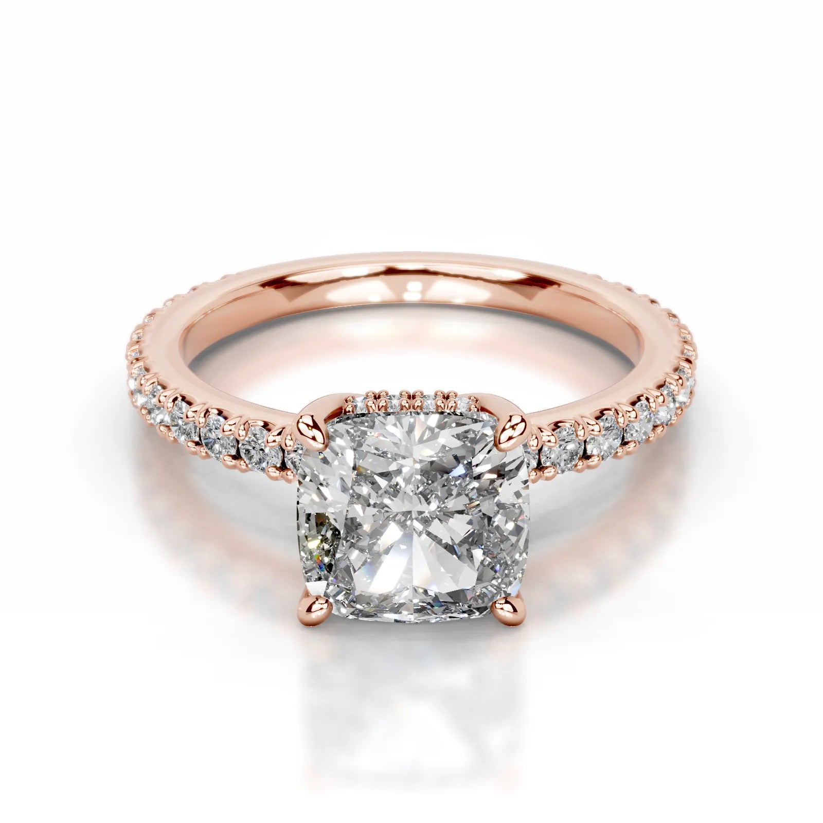 Luna Lab Grown Diamond Ring Square Cushion -14K Rose Gold