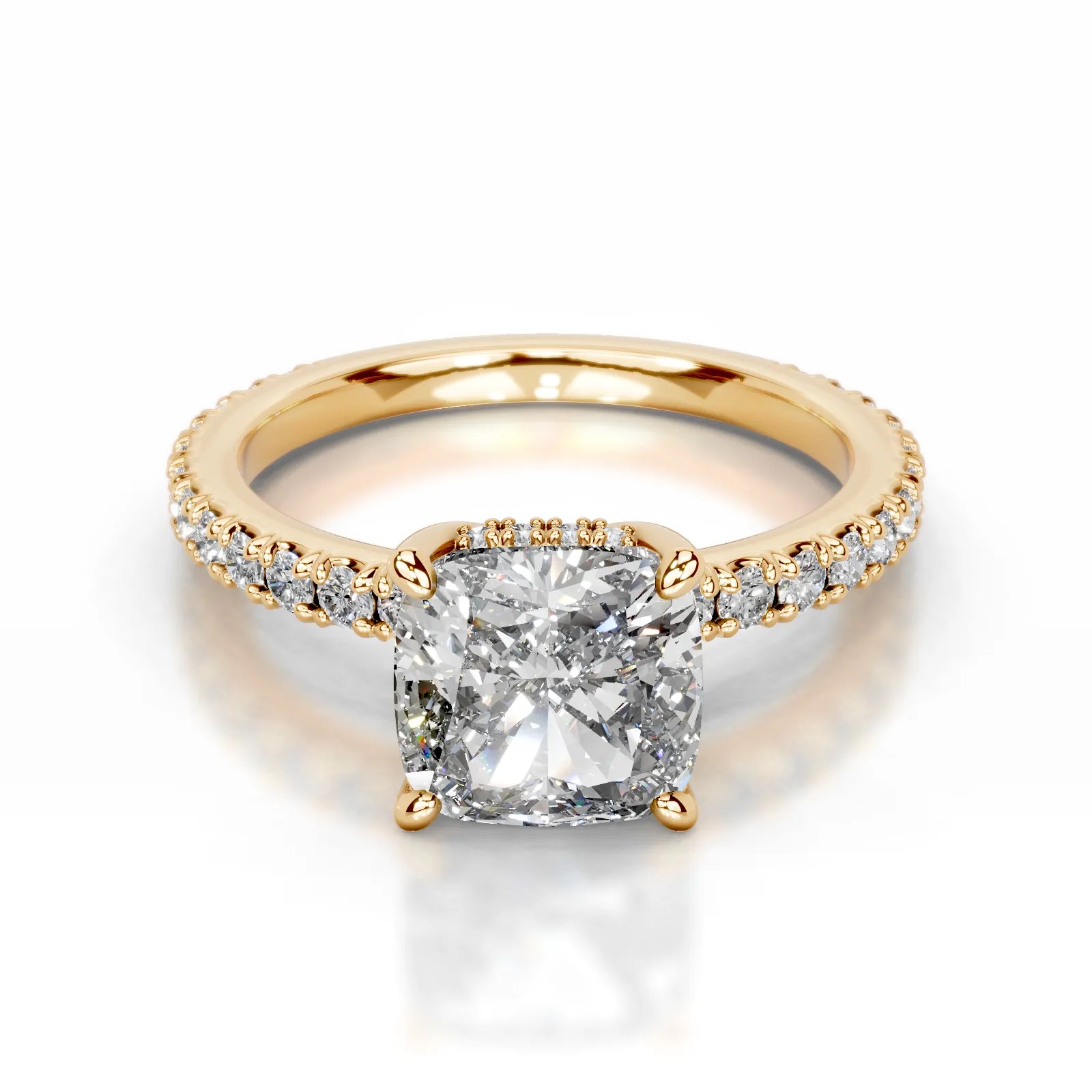 Luna Lab Grown Diamond Ring Square Cushion -18K Yellow Gold