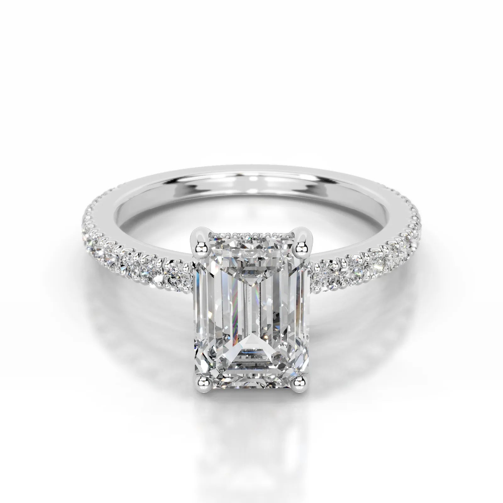 Lucy Lab Grown Diamond Ring Emerald -14K White Gold