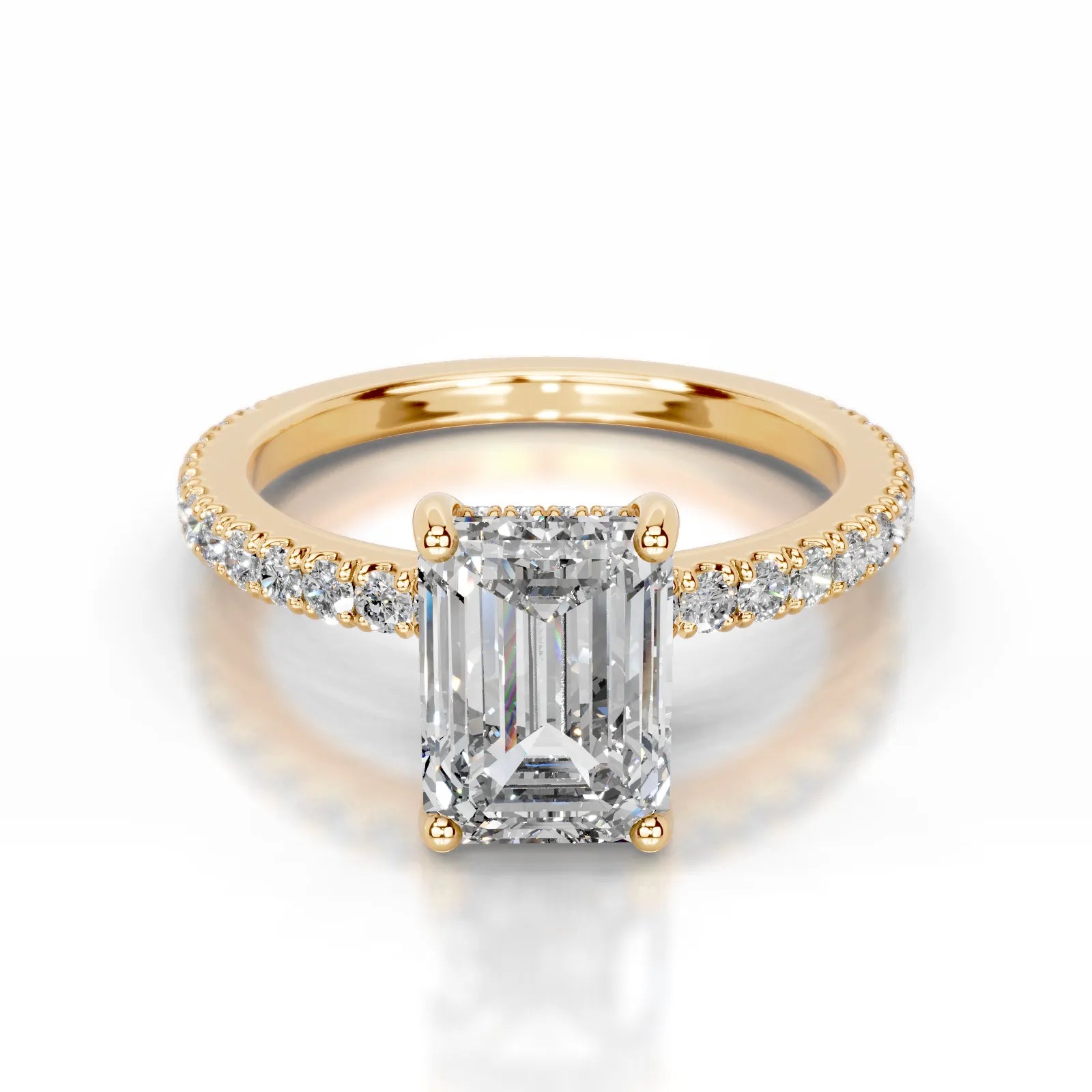 Lucy Lab Grown Diamond Ring Emerald -18K Yellow Gold