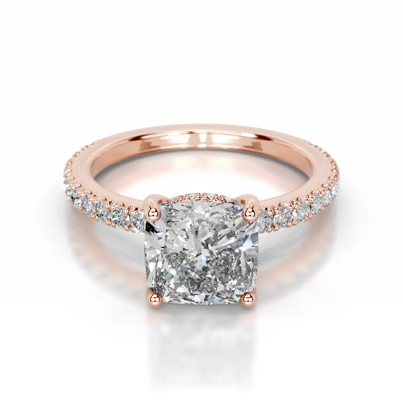 Lucy Lab Grown Diamond Ring Square Cushion -14K Rose Gold