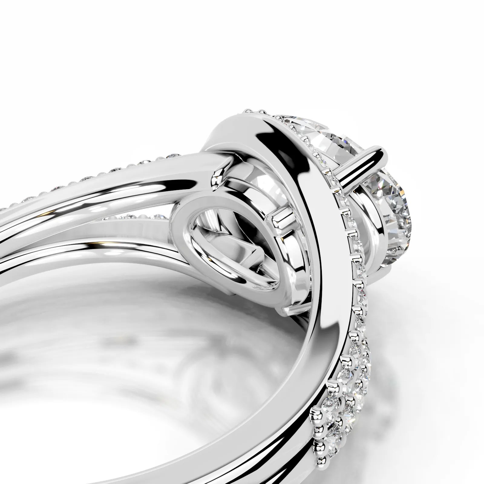 Sia Halo Lab Grown Ring Engagement Ring Oval - 14K White Gold