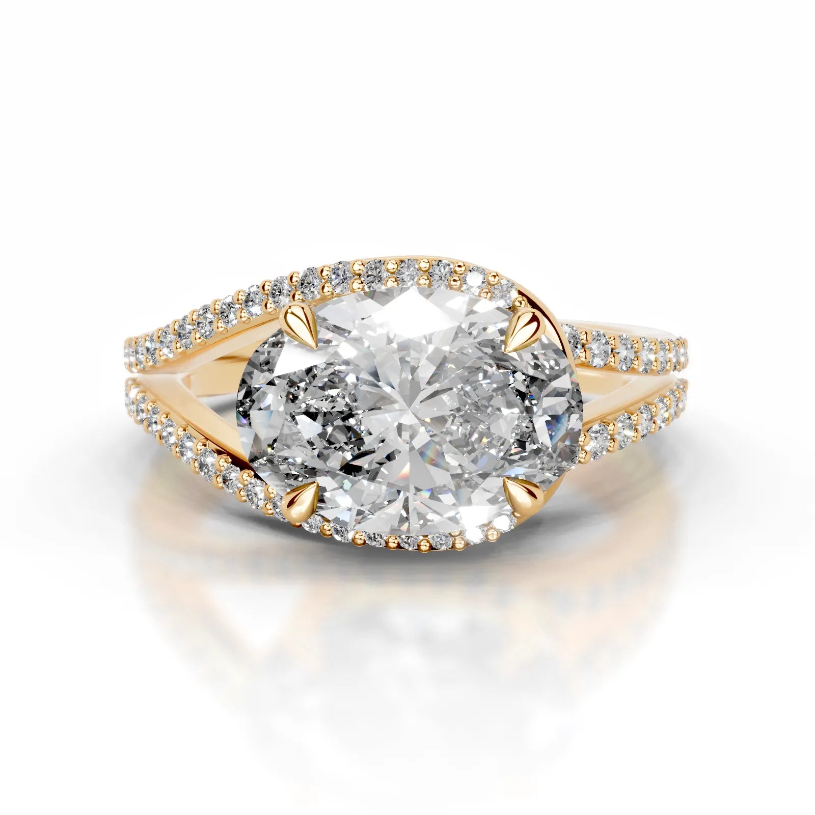 Sia Halo Lab Grown Ring Engagement Ring Oval - 18K Yellow Gold