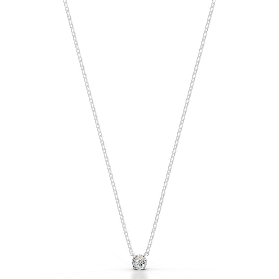 Britney 0.3 CT Round Solitaire Lab Grown Diamond Pendant - 14K White Gold (RTS)