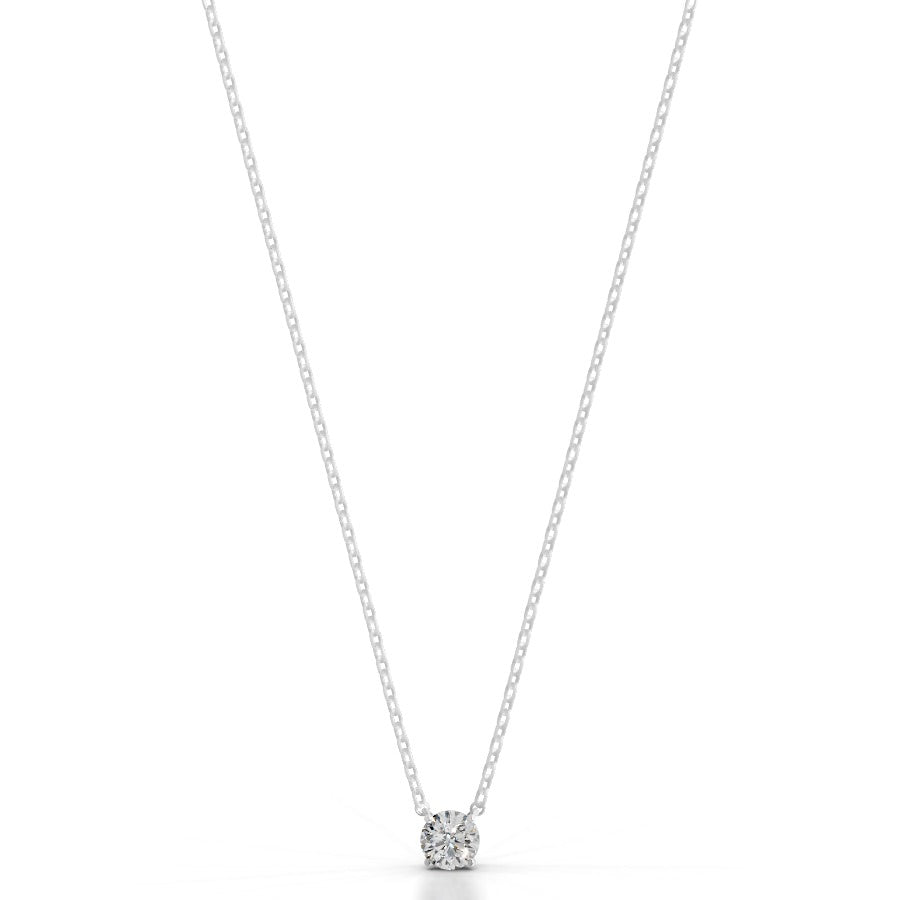 Britney 0.5 CT Round Solitaire Lab Grown Diamond Pendant - 14K White Gold (RTS)