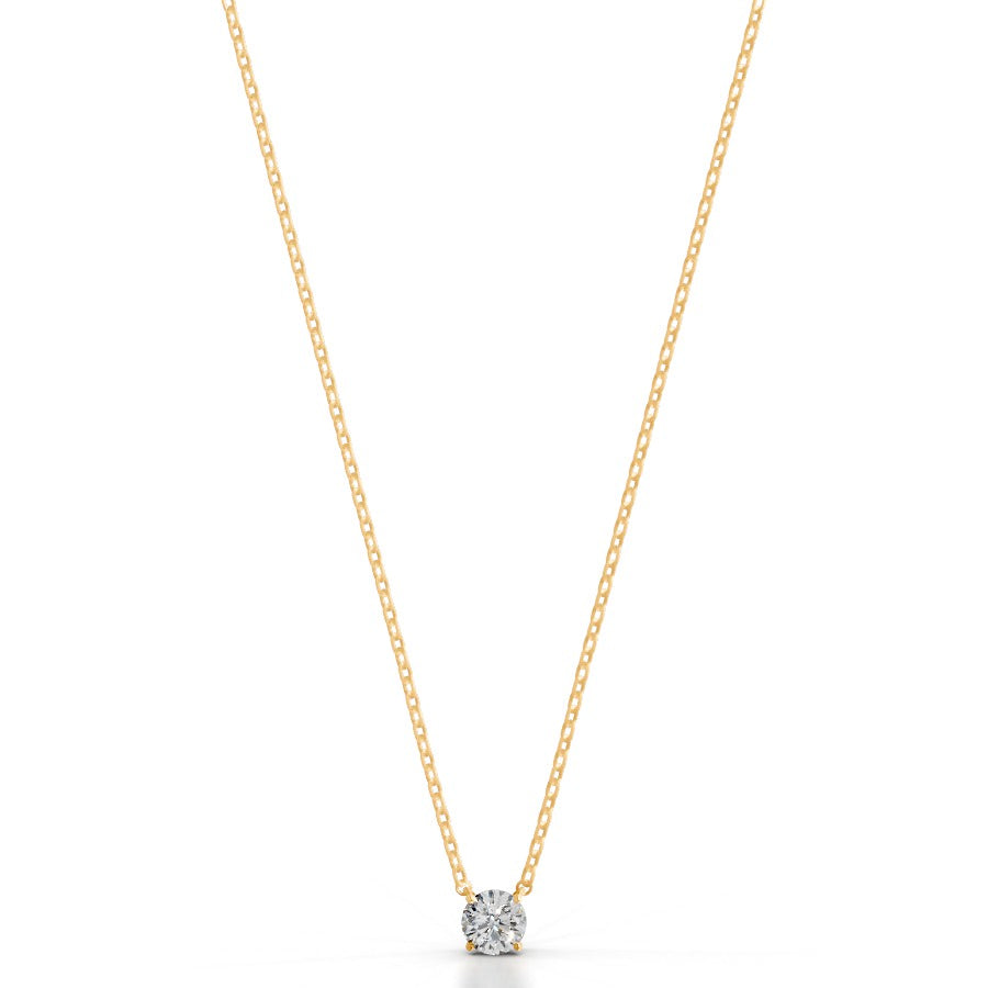 Britney 0.5 CT Round Solitaire Lab Grown Diamond Pendant - 14K Yellow Gold