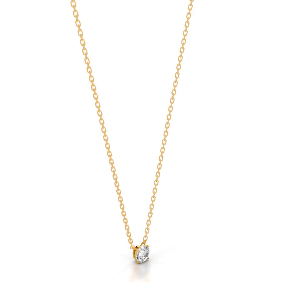Britney 0.5 CT Round Solitaire Lab Grown Diamond Pendant - 14K Yellow Gold