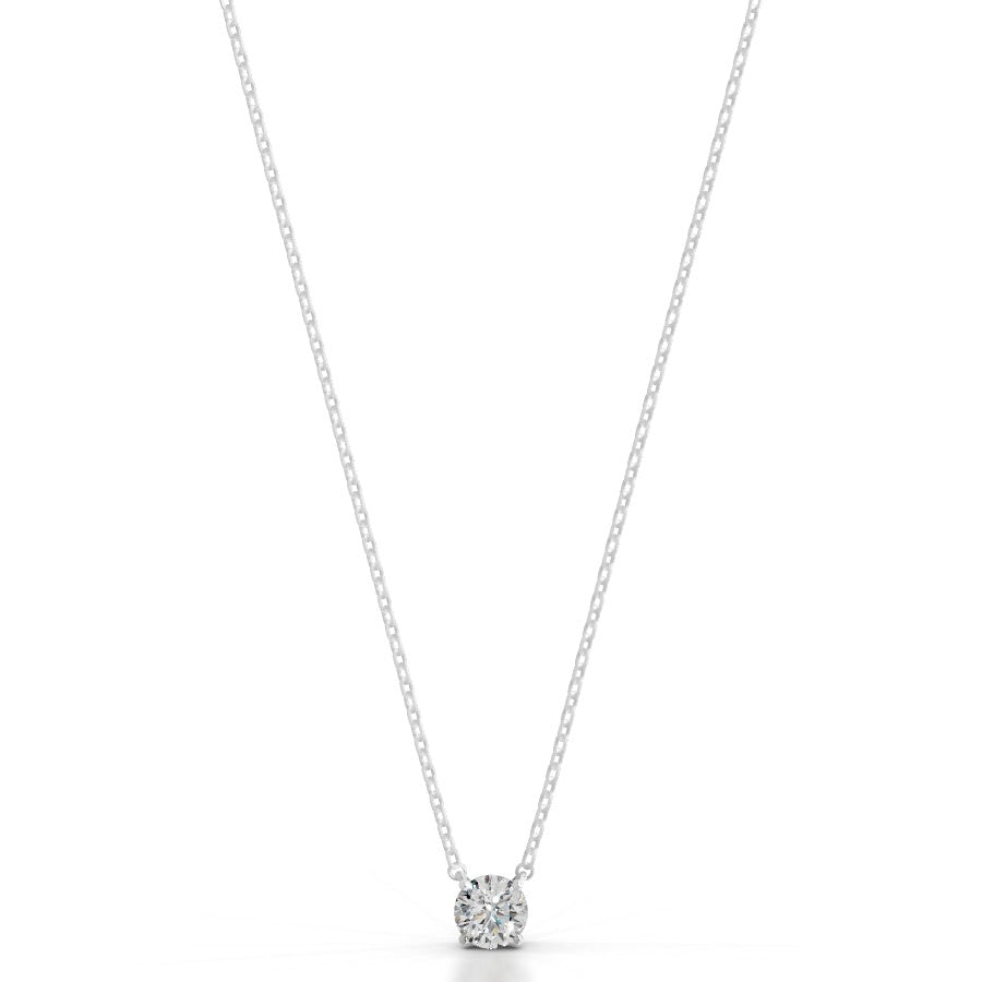 Britney 0.75 CT Round Solitaire Lab Grown Diamond Pendant - 14K White Gold