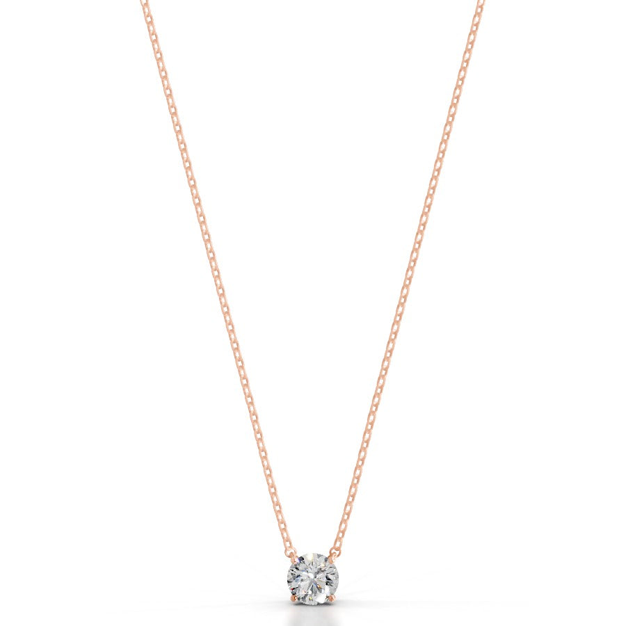 Britney 1 CT Round Solitaire Lab Grown Diamond Pendant - 14K Rose Gold