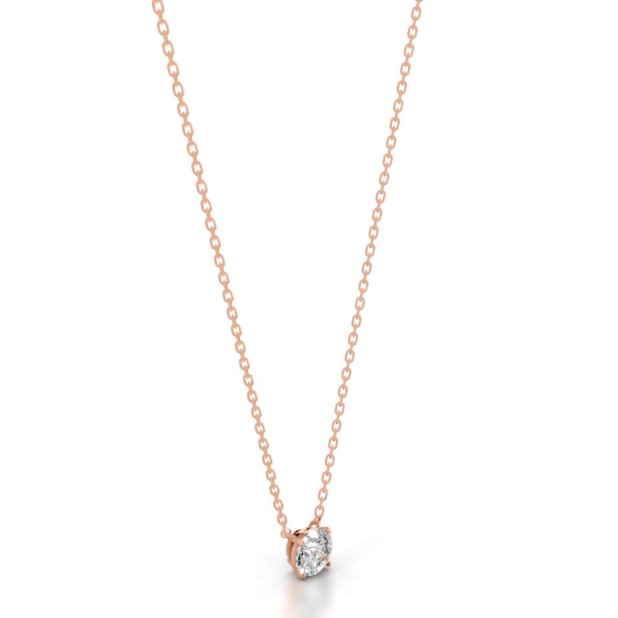 Britney 1 CT Round Solitaire Lab Grown Diamond Pendant - 14K Rose Gold