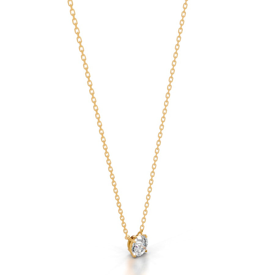 Britney 1 CT Round Solitaire Lab Grown Diamond Pendant - 14K Yellow Gold