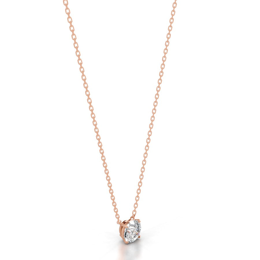 Britney 1.5 CT Round Solitaire Lab Grown Diamond Pendant - 14K Rose Gold
