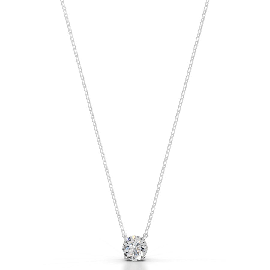 Britney 1.5 CT Round Solitaire Lab Grown Diamond Pendant - 14K White Gold