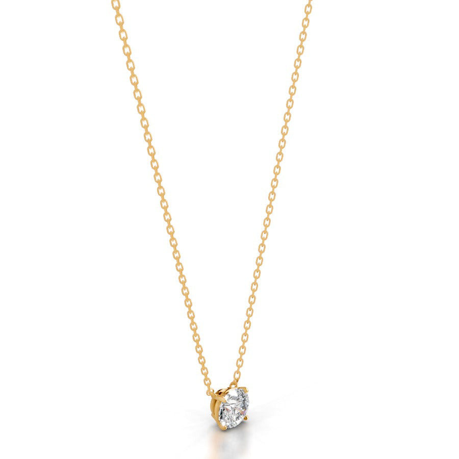 Britney 1.5 CT Round Solitaire Lab Grown Diamond Pendant - 14K Yellow Gold