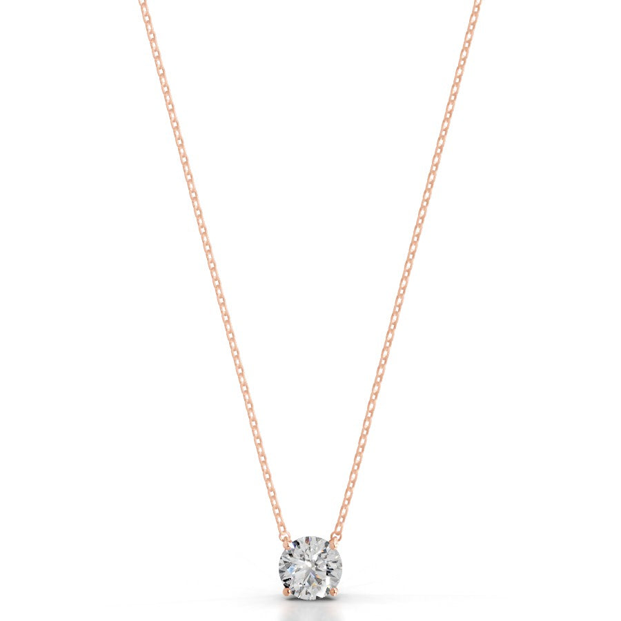 Britney 2 CT Round Solitaire Lab Grown Diamond Pendant - 14K Rose Gold