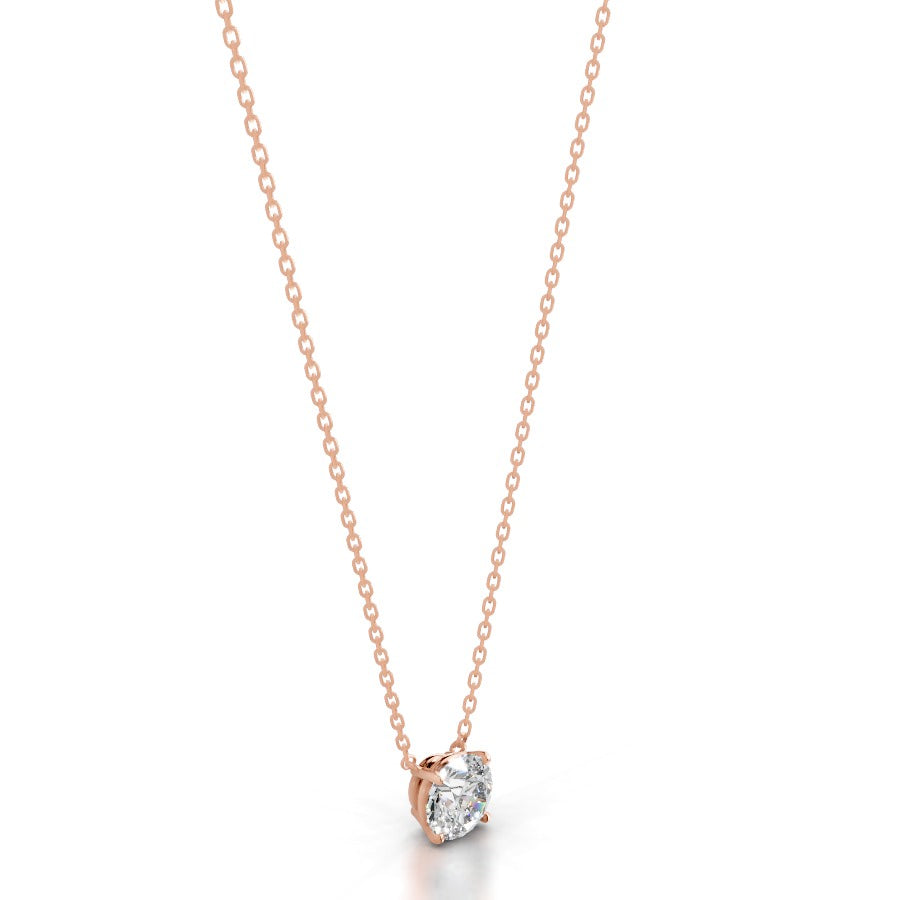 Britney 2 CT Round Solitaire Lab Grown Diamond Pendant - 14K Rose Gold