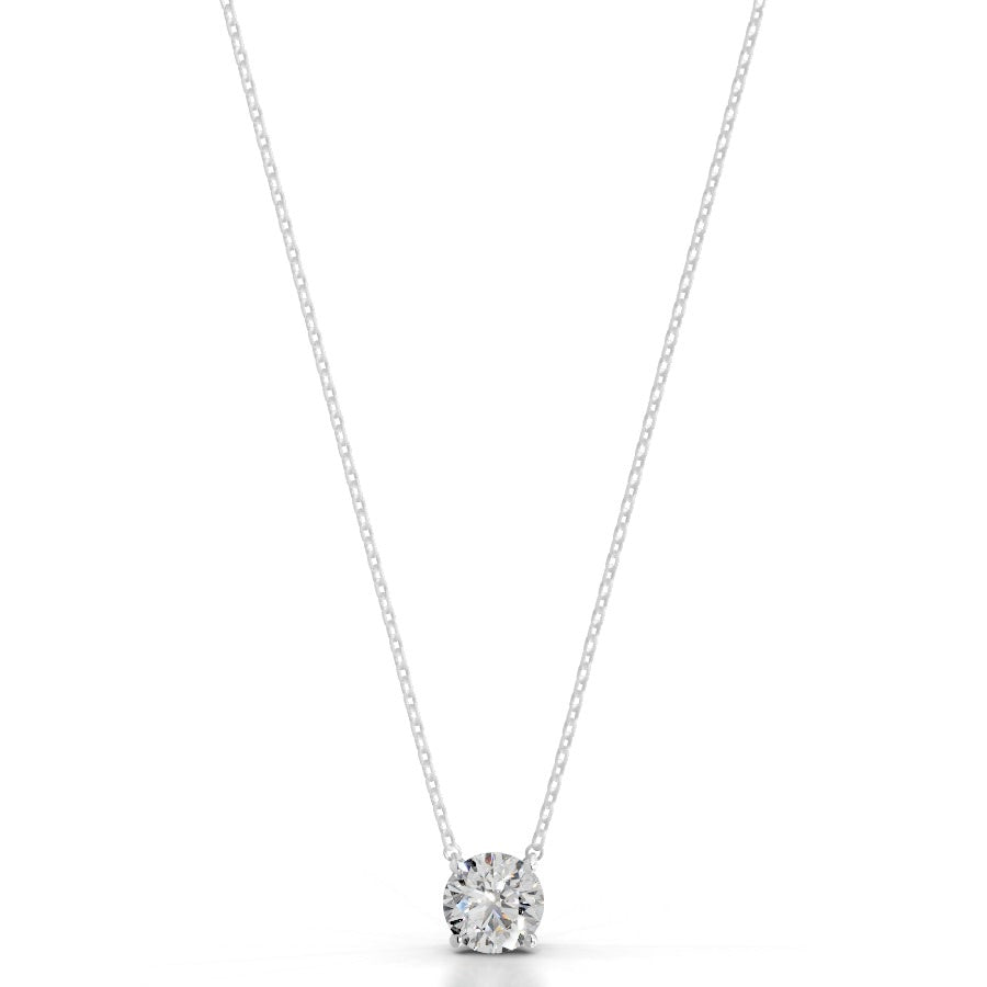Britney 2 CT Round Solitaire Lab Grown Diamond Pendant - 14K White Gold (RTS)