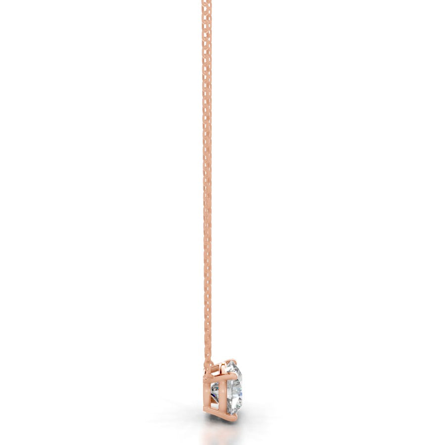 Britney 3 CT Round Solitaire Lab Grown Diamond Pendant - 14K Rose Gold