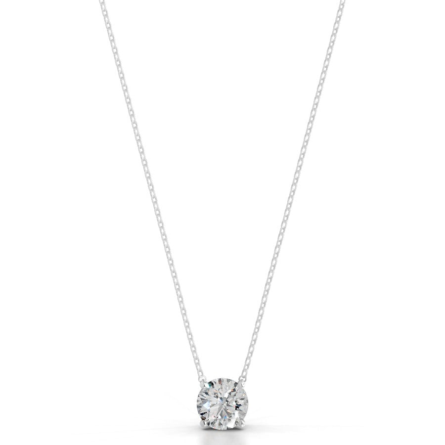 Britney 3 CT Round Solitaire Lab Grown Diamond Pendant - 14K White Gold