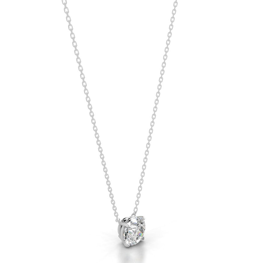 Britney 3 CT Round Solitaire Lab Grown Diamond Pendant - 14K White Gold