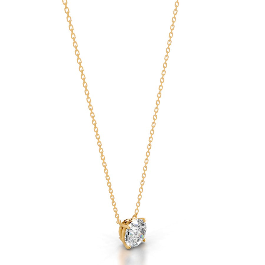 Britney 3 CT Round Solitaire Lab Grown Diamond Pendant - 14K Yellow Gold