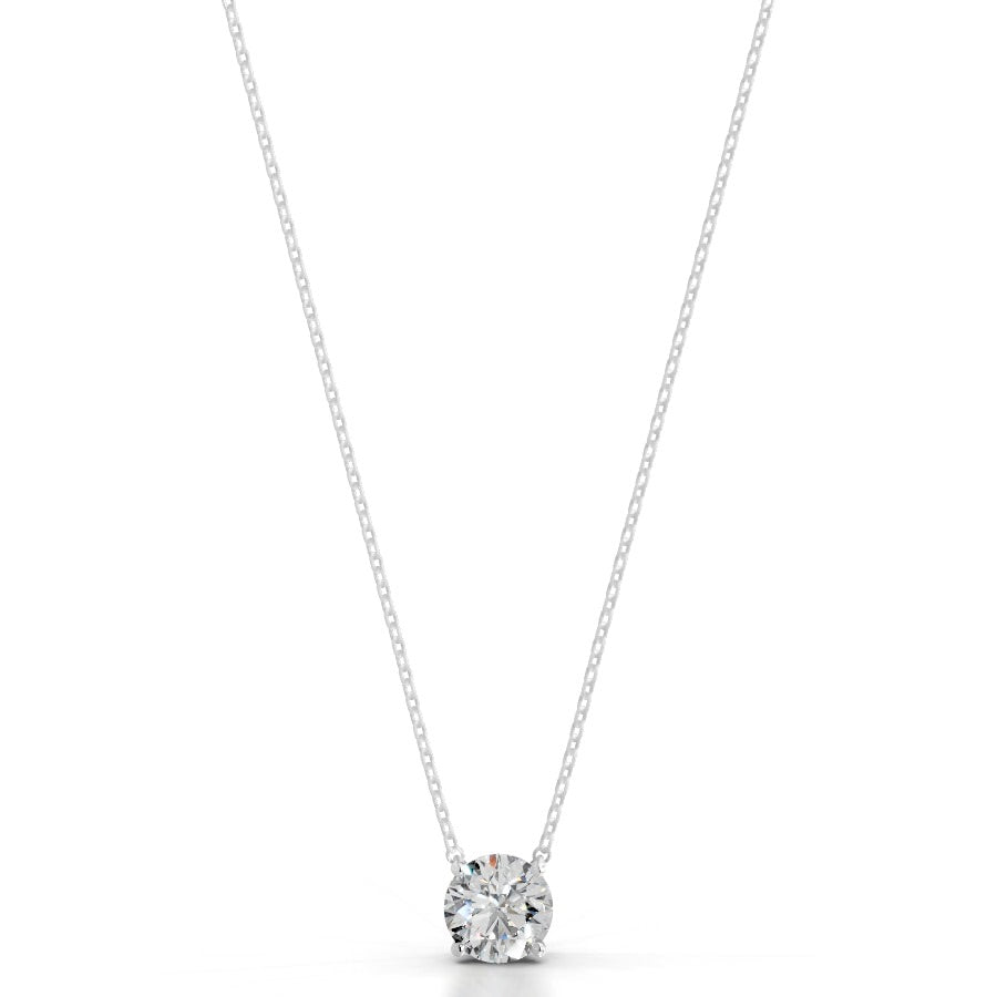 Britney 2.5 CT Round Solitaire Lab Grown Diamond Pendant - 14K White Gold (RTS)