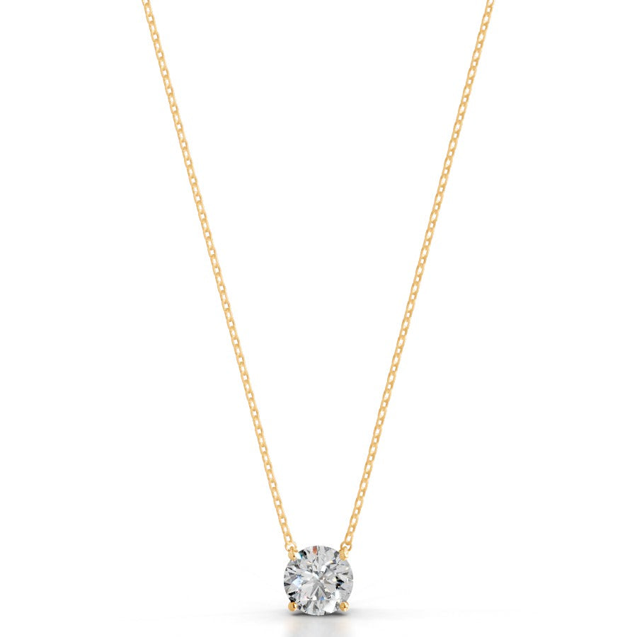 Britney 2.5 CT Round Solitaire Lab Grown Diamond Pendant - 14K Yellow Gold