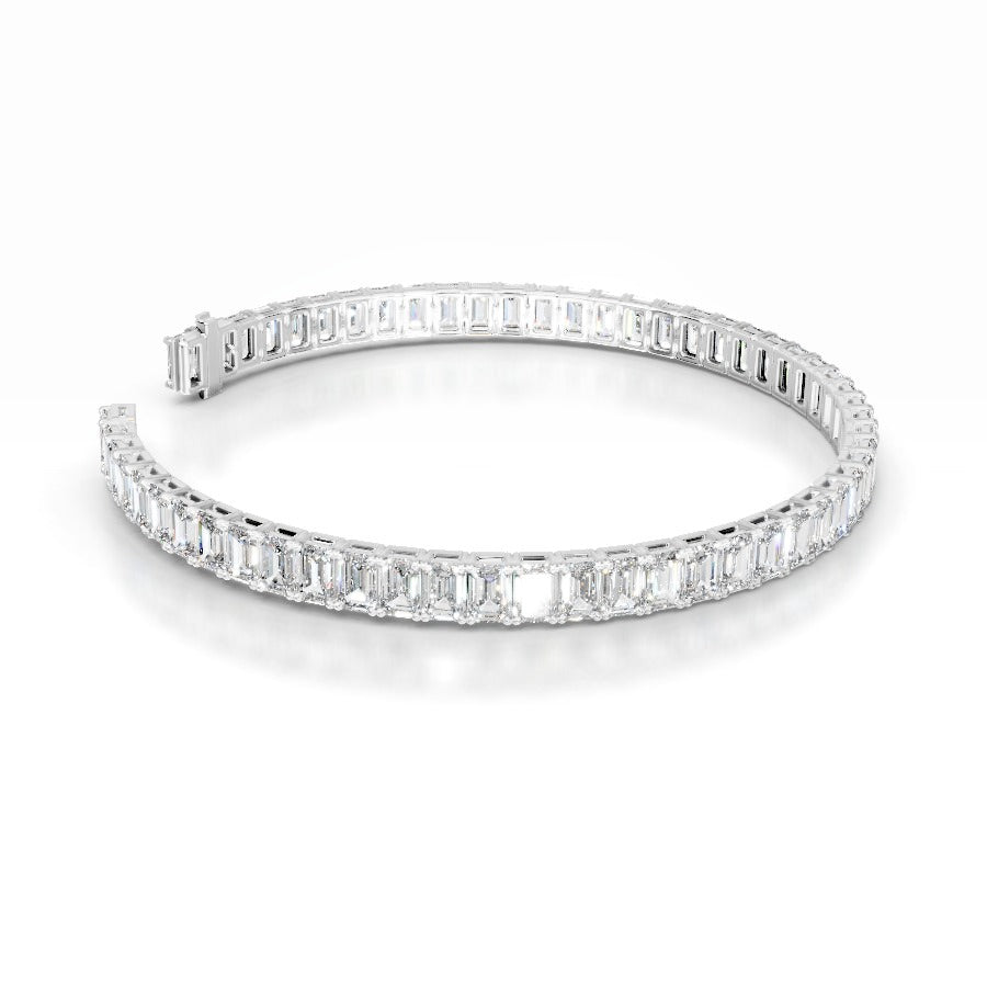 Austin 10 CT Emerald Tennis Lab Grown Diamond Bracelet - 14K White Gold