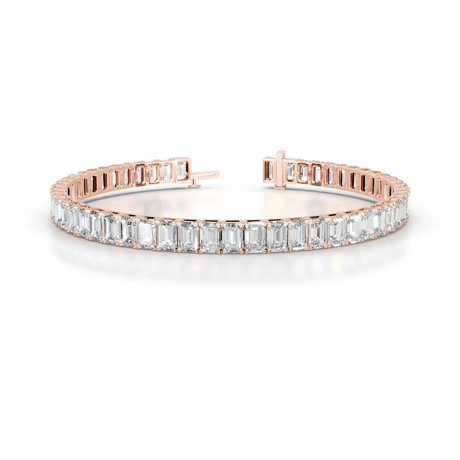 Austin 12.5 CT Emerald Tennis Lab Grown Diamond Bracelet - 14K Rose Gold