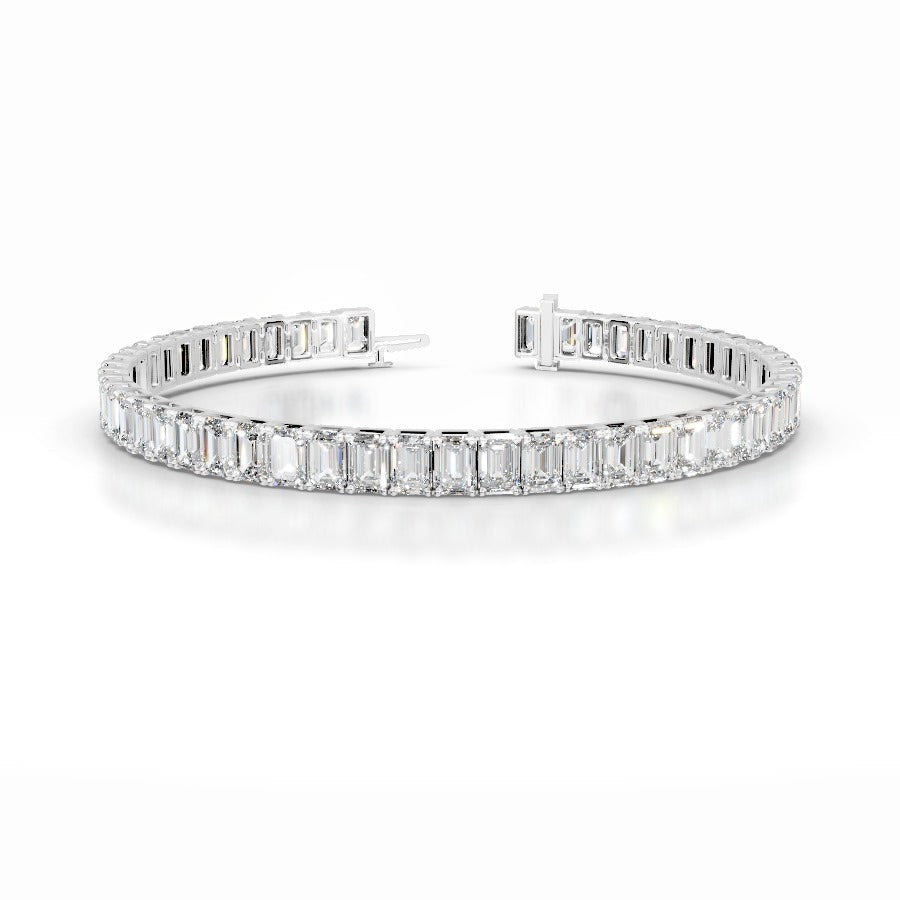 Austin 12.5 CT Emerald Tennis Lab Grown Diamond Bracelet - 14K White Gold