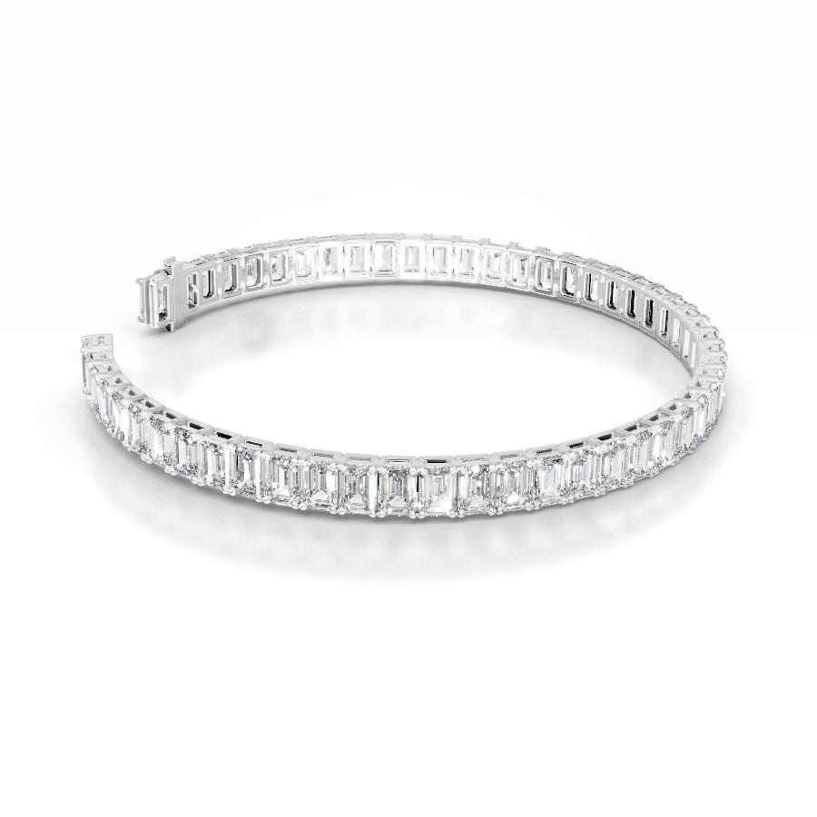 Austin 12.5 CT Emerald Tennis Lab Grown Diamond Bracelet - 14K White Gold