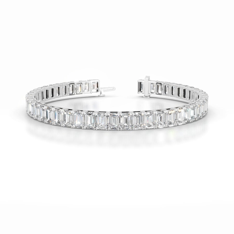 Austin 15 CT Emerald Tennis Lab Grown Diamond Bracelet - 14K White Gold