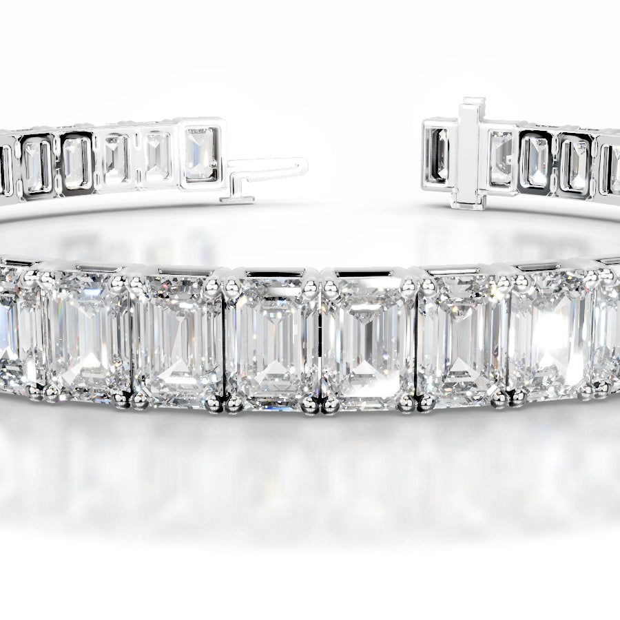 Austin 15 CT Emerald Tennis Lab Grown Diamond Bracelet - 14K White Gold
