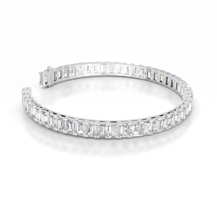 Austin 15 CT Emerald Tennis Lab Grown Diamond Bracelet - 14K White Gold