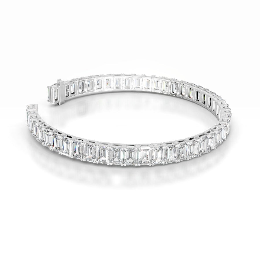 Austin 18.5 CT Emerald Tennis Lab Grown Diamond Bracelet - 14K White Gold