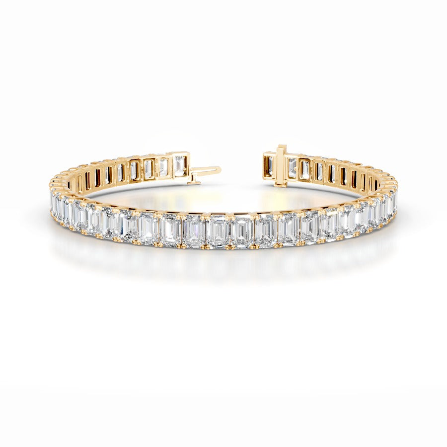 Austin 18.5 CT Emerald Tennis Lab Grown Diamond Bracelet - 14K Yellow Gold