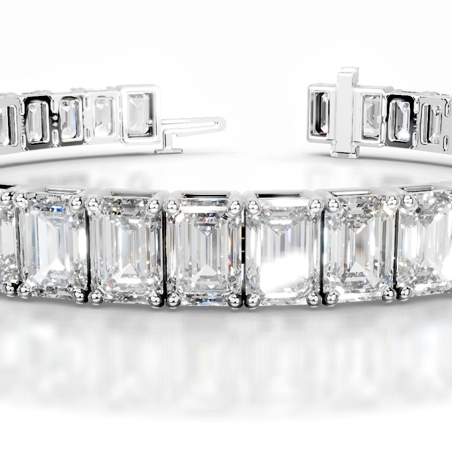 Austin 21.5 CT Emerald Tennis Lab Grown Diamond Bracelet - 14K White Gold (RTS)