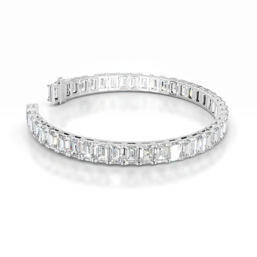 Austin 21.5 CT Emerald Tennis Lab Grown Diamond Bracelet - 14K White Gold (RTS)
