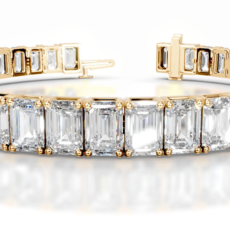 Austin 21.5 CT Emerald Tennis Lab Grown Diamond Bracelet - 14K Yellow Gold