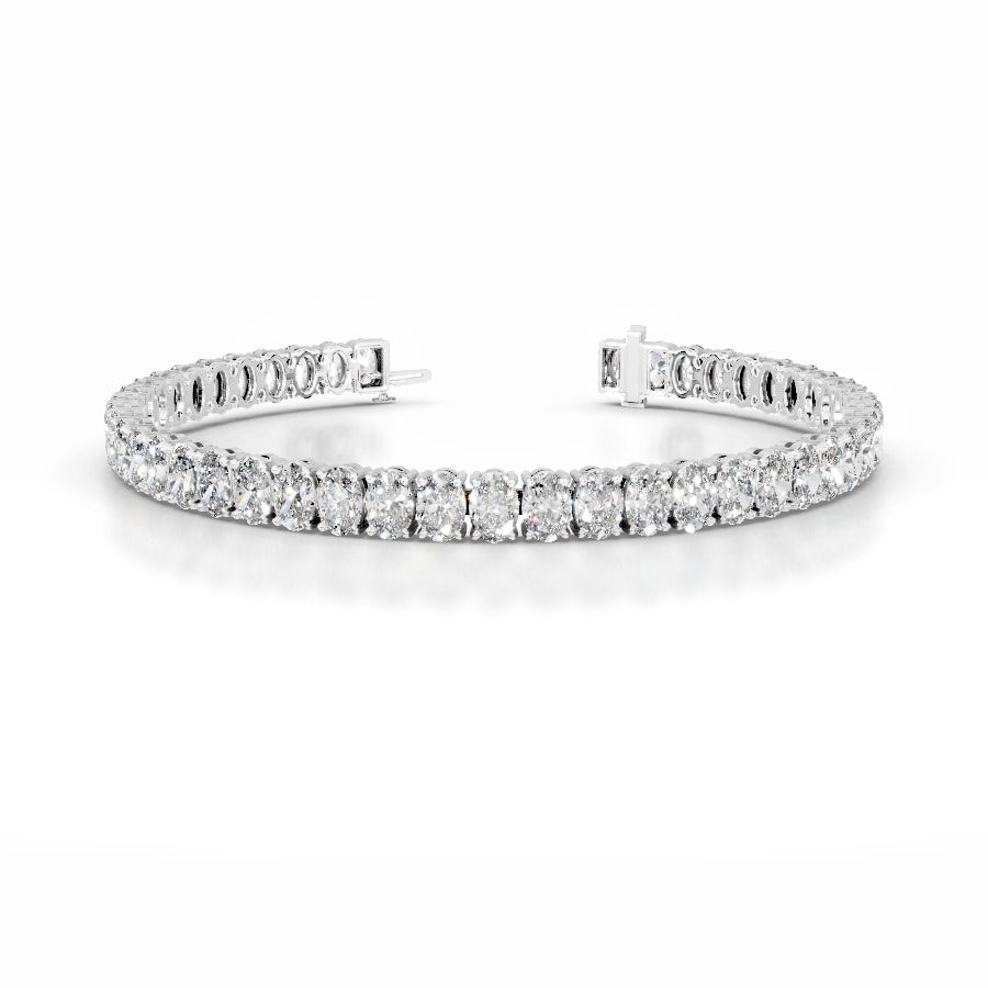 Audrey 12.5 CT Oval Tennis Lab Grown Diamond Bracelet - 14K White Gold