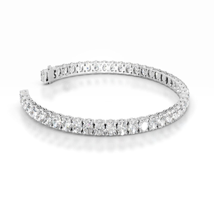 Audrey 12.5 CT Oval Tennis Lab Grown Diamond Bracelet - 14K White Gold