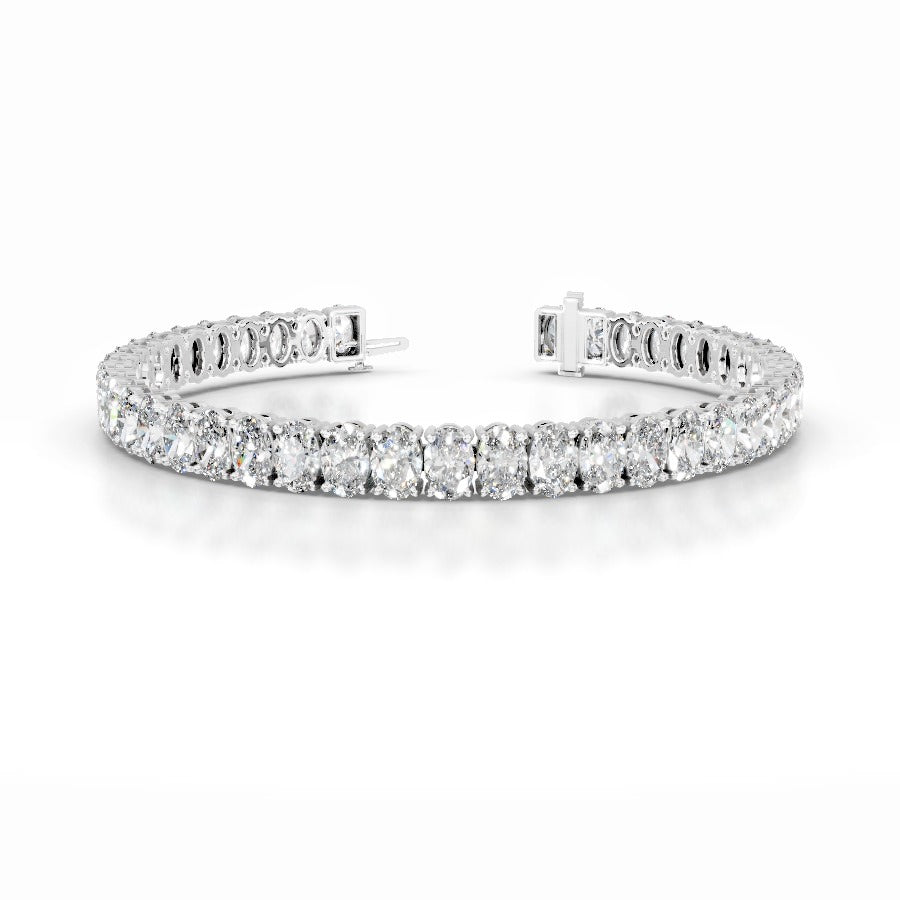 Audrey 15 CT Oval Tennis Lab Grown Diamond Bracelet - 14K White Gold